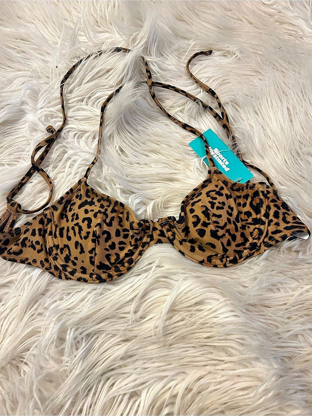 Sports Illustrated X-Back Underwire leopard Bikini Top Brown & Black